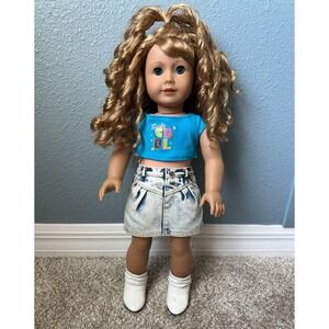 American Girl Doll- Courtney with Blue Top and Denim Skirt